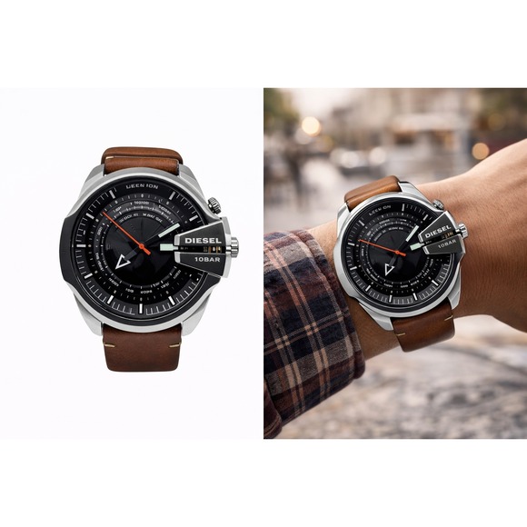 Diesel‎ Only The Brave World Time Watch – DZ-4321Brown Leather